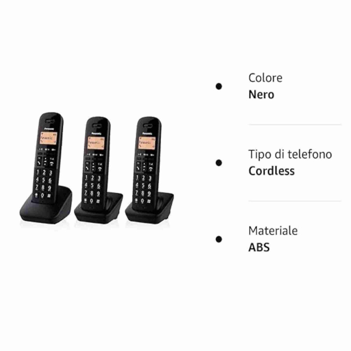 Panasonic KX-TGB613JTB Trio Cordless DECT Blocco Chiamate Nero 3 Portatili - immagine 2