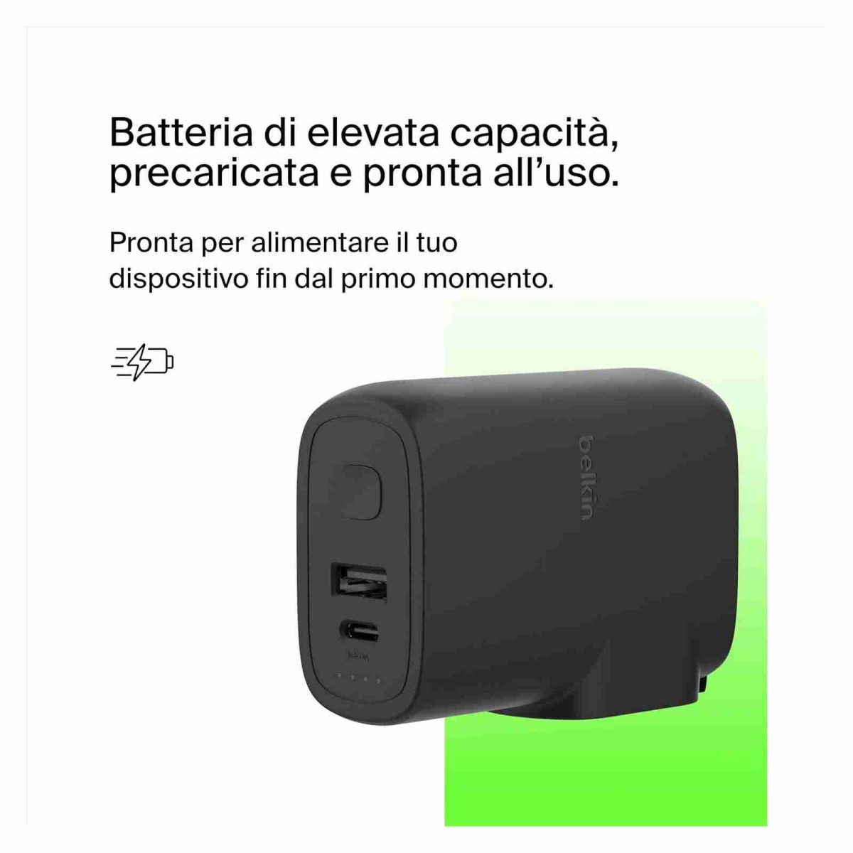Belkin BoostCharge Ibrido 2-in-1 Caricabatteria da Parete 25W+Batt. Esterna 5000mAh - immagine 2