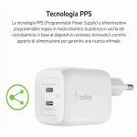 Belkin Caricabatteria da parete USB-C 65W cavo incluso PD 3.0 iPhone iPad MacBook Galaxy S24 - immagine 2