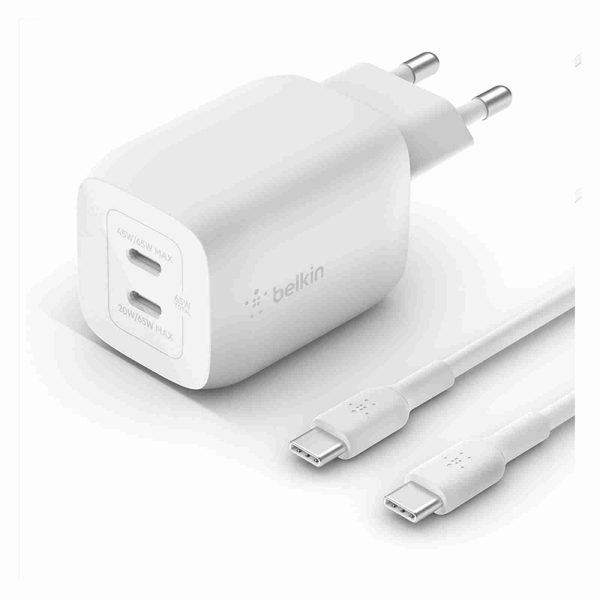 Belkin Caricabatteria da parete USB-C 65W cavo incluso PD 3.0 iPhone iPad MacBook Galaxy S24