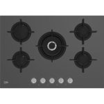 PIANO COTTURA GAS 5 fuochi BEKO HILW75222SZG 75cm Vetro Grigio Ghisa Wok - immagine 7