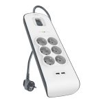 Belkin Presa Filtrata Multipla con 6 Prese Corrente 2 USB Protezione EU