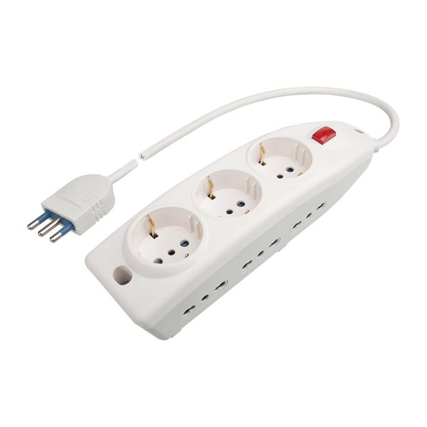 Multipla Compact Poly Pool PP0545 con 9 Prese, Spina 16A, Cavo 1.5m - Bianco