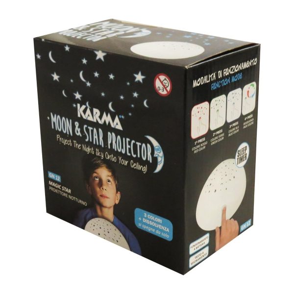 Proiettore Stellare Notturno Karma GN12 per Bambini - 3 LED, Batteria, Auto-Spegnimento