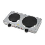 Fornello Elettrico Doppio G3 Ferrari G10122 Caldòs 1500+1000W, Piastre in Ghisa Argento