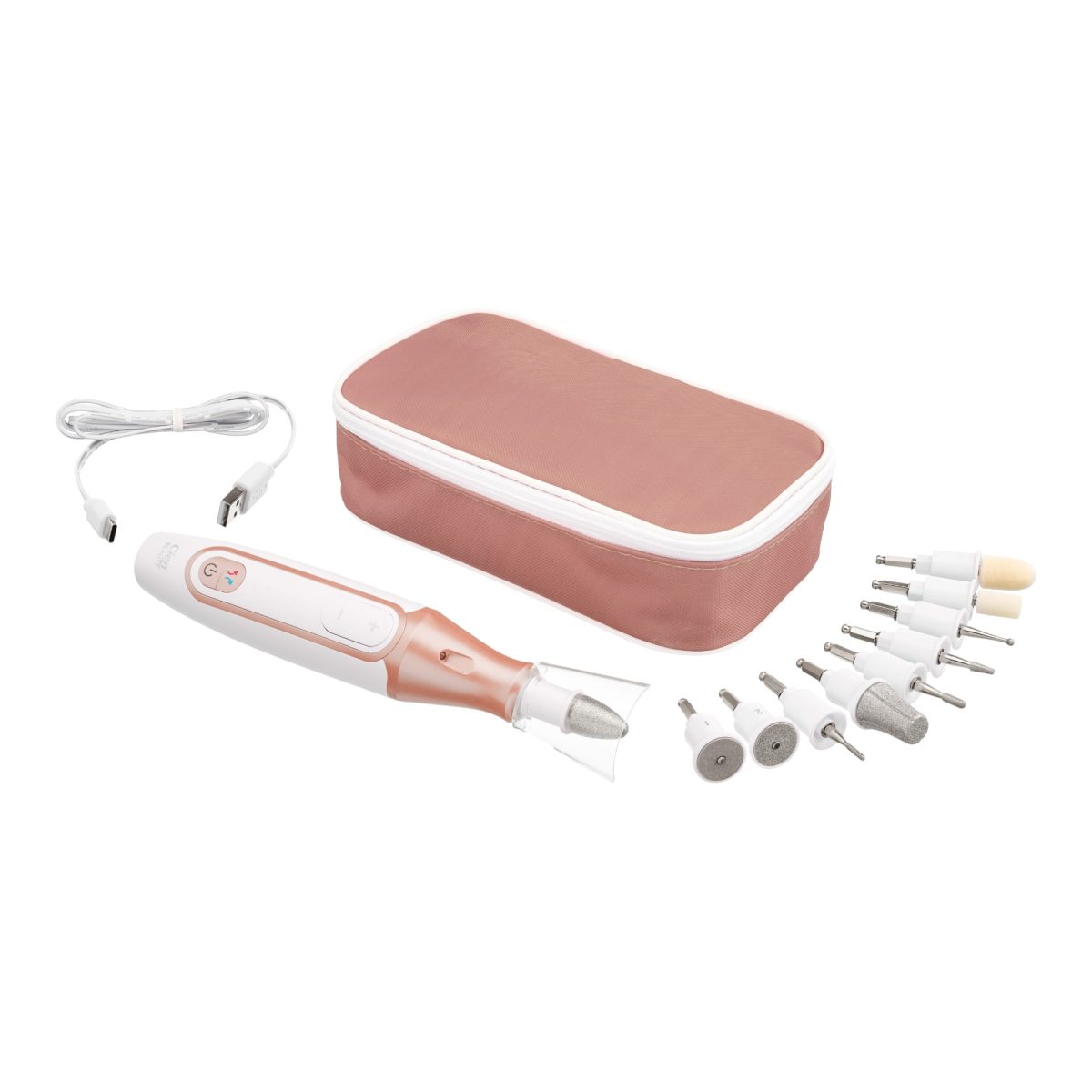 28315.jpg CIEN Beauty set manicure pedicure rosa 10 accessori zaffiro LED ricaricabile - immagine 1
