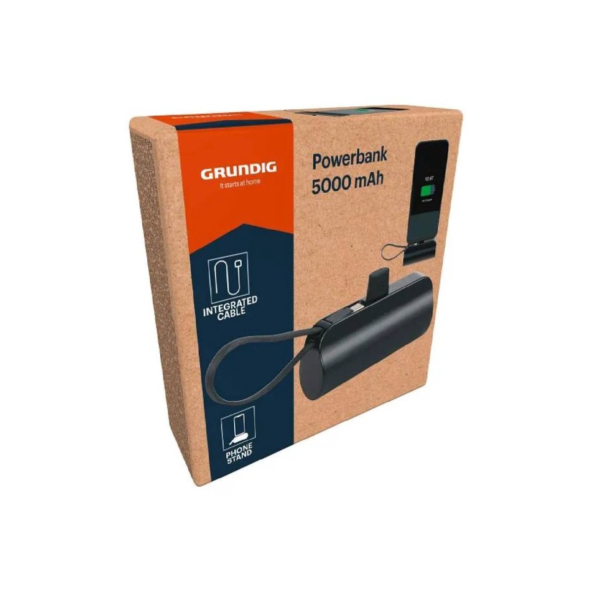 Grundig Powerbank 5000 mAh Caricatore Portatile Batteria Esterna Supporto Nero - immagine 5