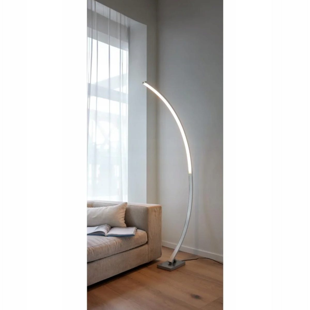Livarno Lampada Argento ad arco LED 16W dimmer touch luce bianco caldo 165cm - immagine 4