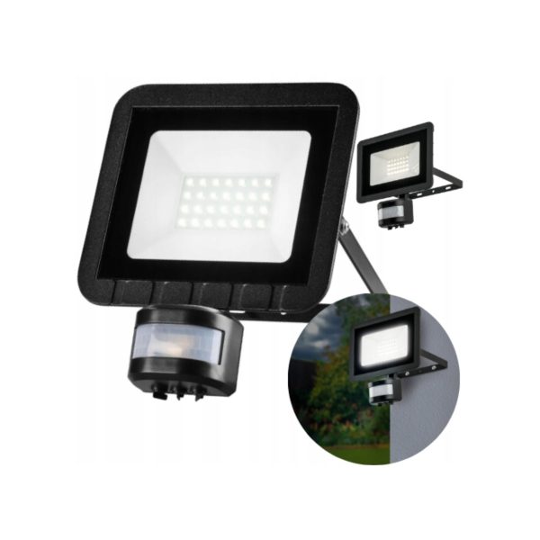 Livarno Faretto Nero LED 24W Sensore Movimento IP44 2050 lm 5000K Esterno