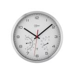 Livarno Orologio Parete Radiocontrollato Termometro e Umidità Cromato Bianco