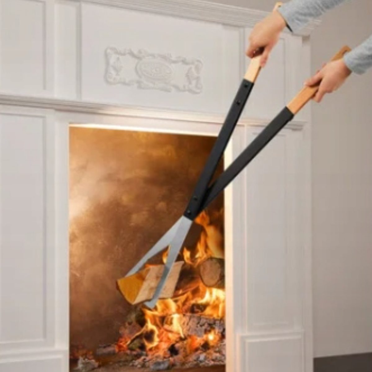 Pinze per Camino Livarno 96 cm Acciaio Robusto Manico Antiscivolo Legna Tronchi - immagine 2