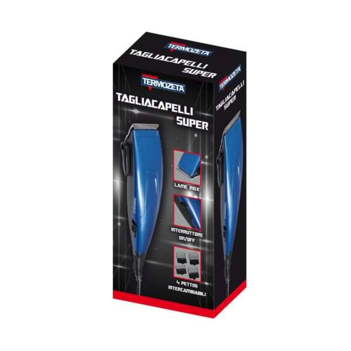 Termozeta Clipper Capelli Super Blu 220V Lame Acciaio Inox a cavo corrente - immagine 2
