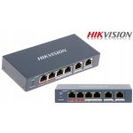 Hikvision Switch PoE 4 Porte DS-3E0106P-E/M Long Range 250m 2 Uplink Metallo - immagine 3
