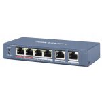Hikvision Switch PoE 4 Porte DS-3E0106P-E/M Long Range 250m 2 Uplink Metallo - immagine 2