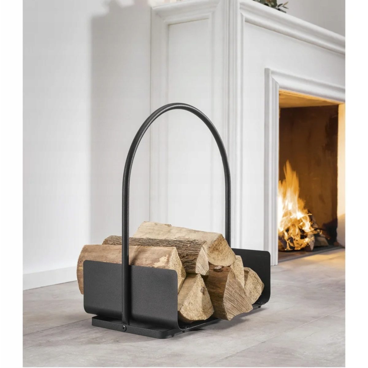 LIVARNO home Cestello Porta Legna Camino in Metallo 40x25x48 cm max 7 kg nero - immagine 5