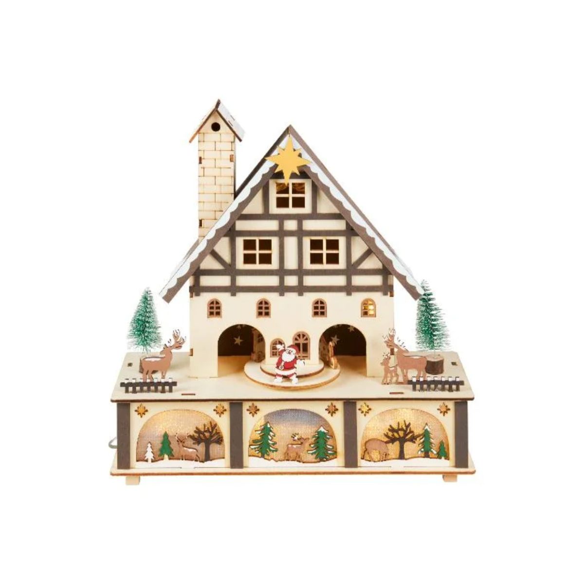 Livarno Home Villaggio Natalizio LED in Legno con Figurina Mobile 7x27x10 cm - immagine 2