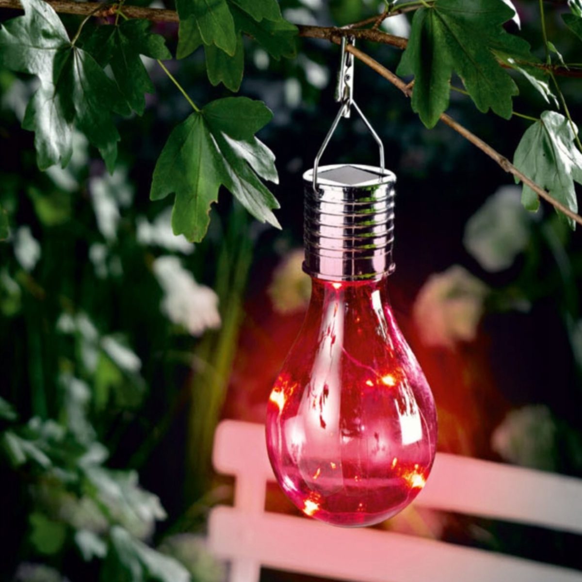 Lanterna Solare LED Livarno Home 150 mm Rosa con Sensore Crepuscolare - immagine 2