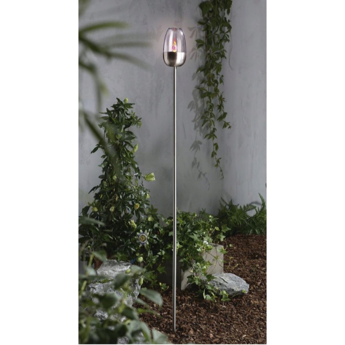 Livarno Lampada Solare a Picchetto fiaccola a LED 113cm con Sensore Crepuscolare - immagine 2