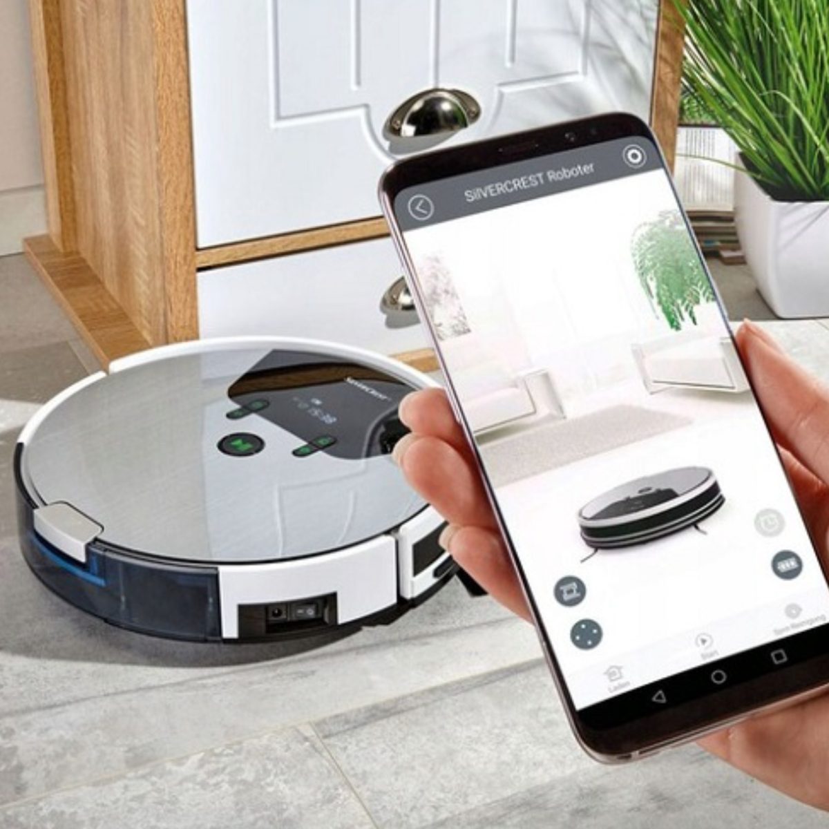 Robot Aspirapolvere Silvercrest SSRA1 WiFi 2600Pa 5 smart APP Bianco e nero - immagine 8