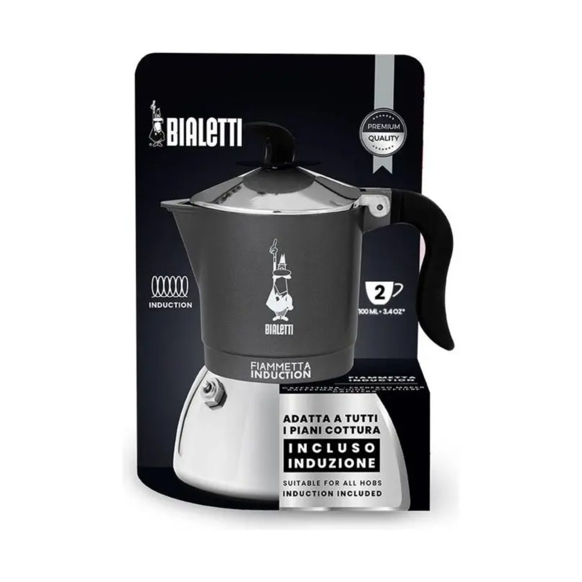 Bialetti Fiammetta Induction Moka 2 Tazze per Piano a Induzione Antracite 0007148 - immagine 2