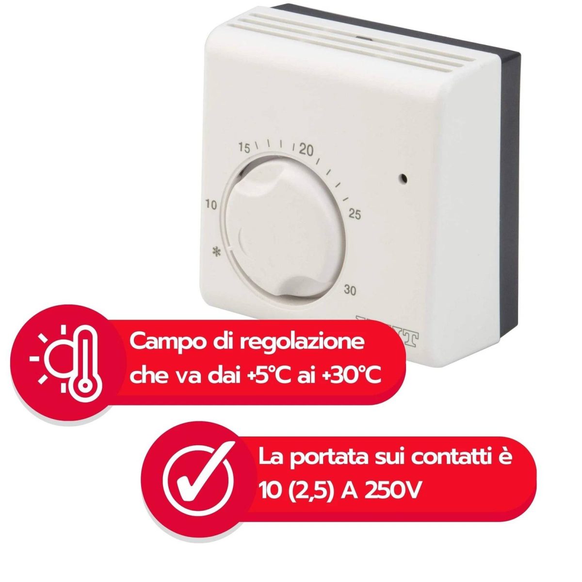 Poly Pool PP1461 Termostato Ambiente Meccanico IMIT TA5 Bianco Conf. danneggiata - immagine 2
