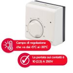 Poly Pool PP1461 Termostato Ambiente Meccanico IMIT TA5 Bianco Conf. danneggiata - immagine 2