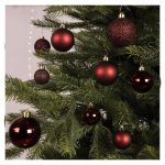 Amicasa Set Palline Natale Oxblood Eleganti Addobbi Albero Rosso Scuro 30 Pezzi - immagine 3