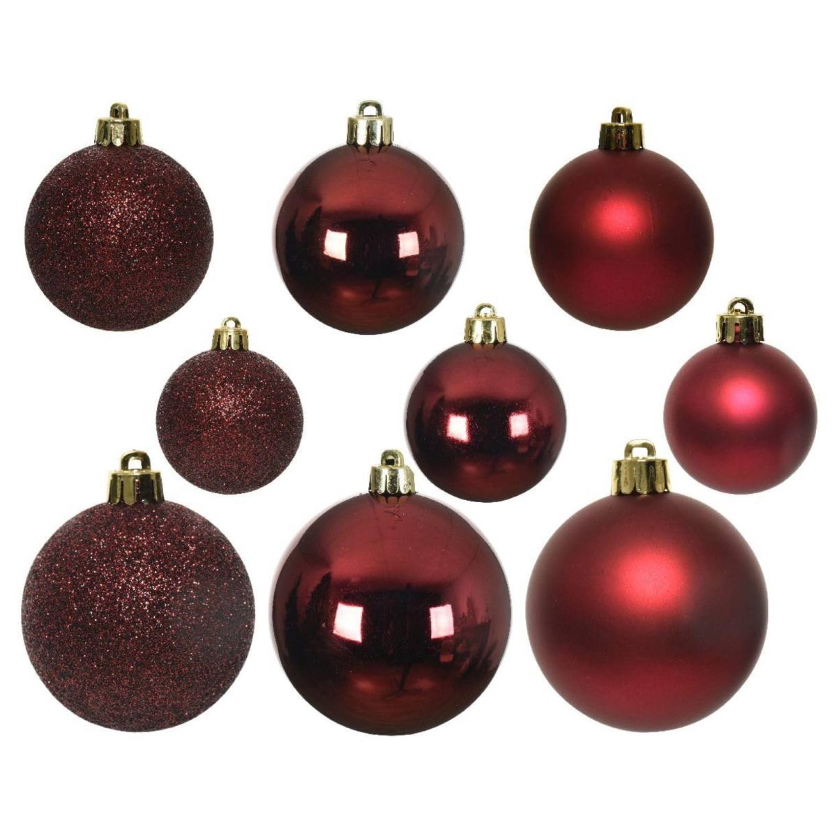 Amicasa Set Palline Natale Oxblood Eleganti Addobbi Albero Rosso Scuro 30 Pezzi - immagine 2