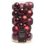 Amicasa Set Palline Natale Oxblood Eleganti Addobbi Albero Rosso Scuro 30 Pezzi