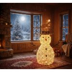 Lotti Sagoma Luminosa Natale Pupazzo di Neve 20 LED Bianco Freddo Interno 70 CM - immagine 4