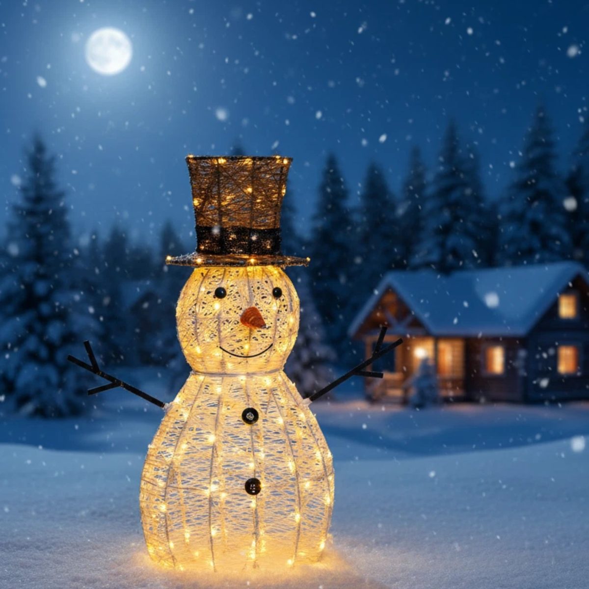 Lotti Sagoma Luminosa Natale Pupazzo di Neve 20 LED Bianco Freddo Interno 70 CM - immagine 7