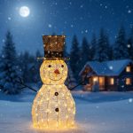 Lotti Sagoma Luminosa Natale Pupazzo di Neve 20 LED Bianco Freddo Interno 70 CM - immagine 7