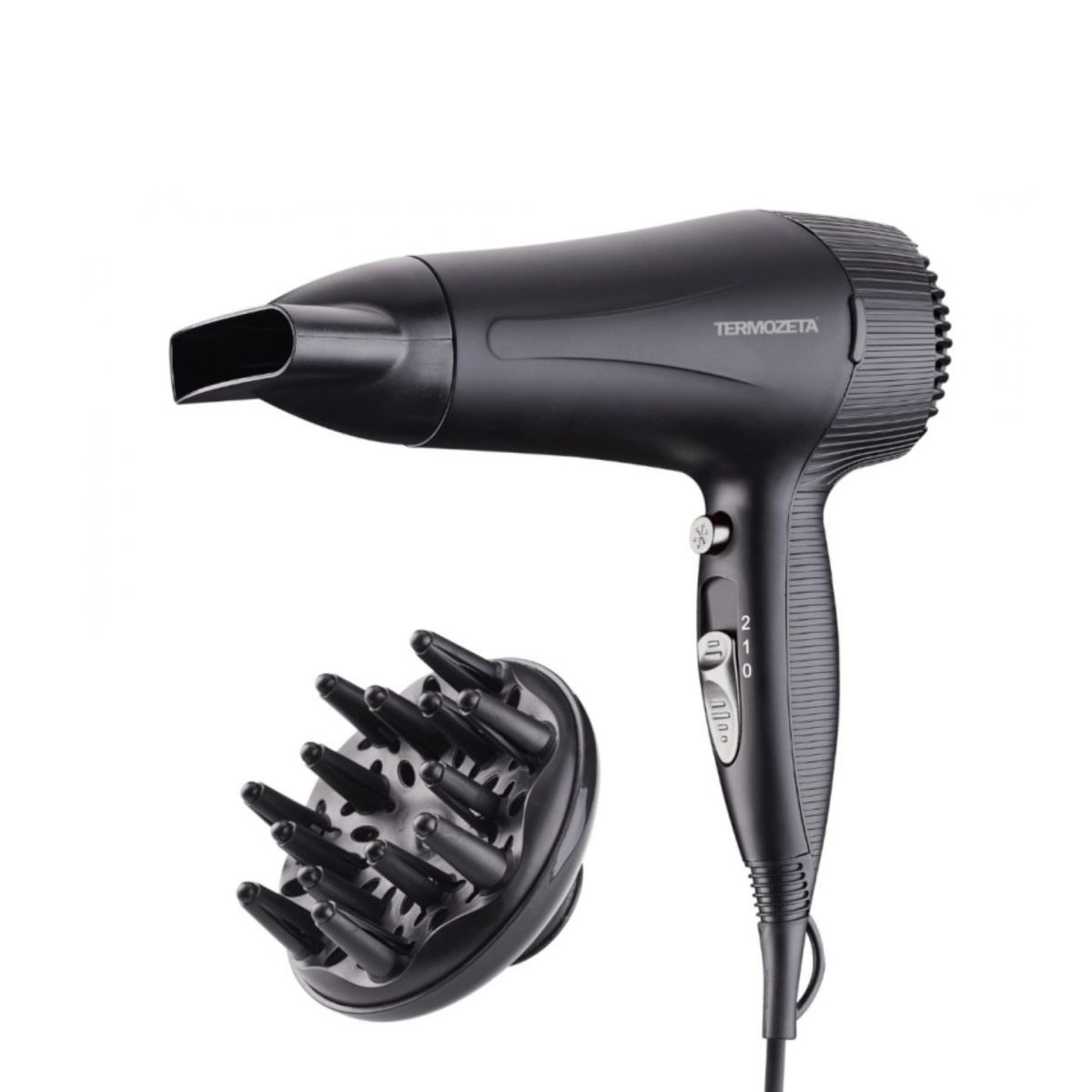 Termozeta 73046 Asciugacapelli Ionico 2000W con Diffusore e Concentratore Nero - immagine 4