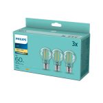 Led Philips 2700K 60 W 3 pezzi luce bianca calda