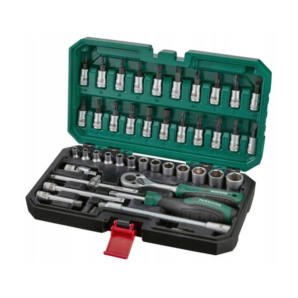 Parkside Kit Meccanica 46 Pezzi con Chiavi a Bussola e Cricchetto