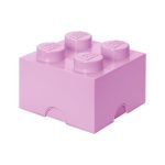 LEGO Mattoncino Contenitore 4 Bottoncini rosa, vista frontale chiuso con confezione danneggiata