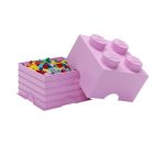 LEGO Mattoncino Contenitore 4 Bottoncini rosa aperto, base riempita di mattoncini colorati