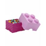 LEGO Mattoncino Contenitore 4 Bottoncini rosa con base fucsia, aperto e pieno di mattoncini