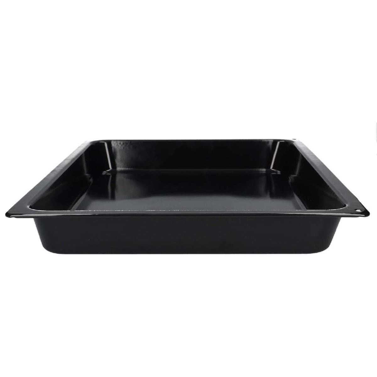 Teglia leccarda Hisense 881874 originale, dettaglio smalto nero e profondità in vista laterale