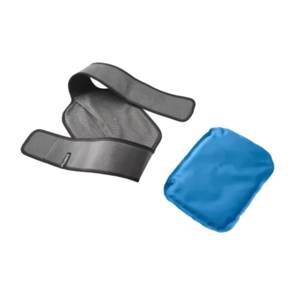 Crivit set cuscino terapia caldo/freddo ginocchio con fascia grigia regolabile e cuscinetto gel blu