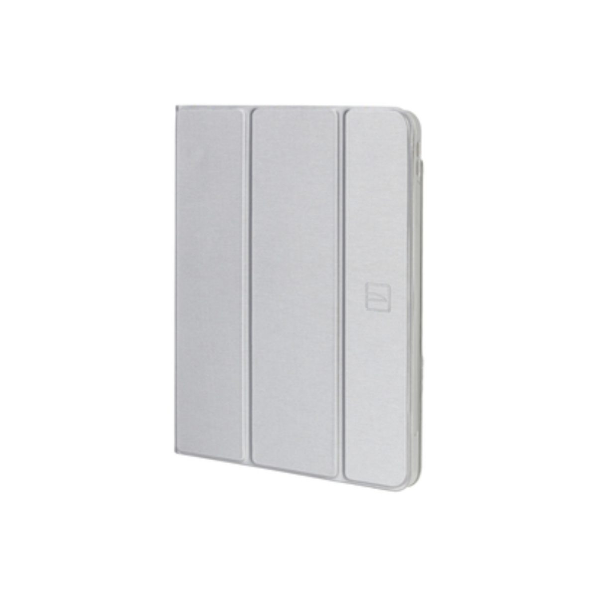 Tucano Custodia iPad Pro 11 Argento - Vista Frontale Custodia Tucano plastica riciclata per iPad Pro 11 argento, vista frontale chiusa con pieghe trifold