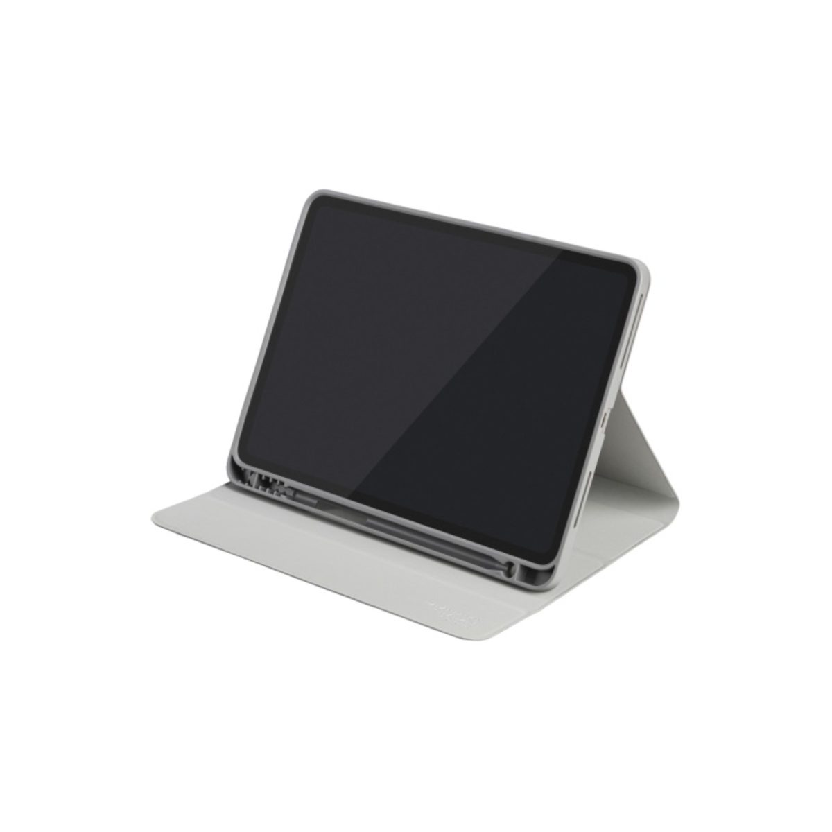Custodia Tucano per iPad Pro 11 argento con tablet inserito in posizione verticale per la visione