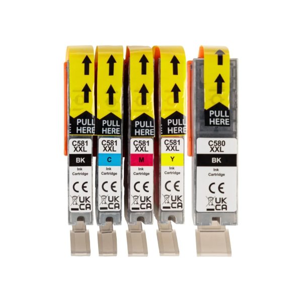 Cartucce compatibili Canon 580/581 XXL set 5 pezzi ciano magenta giallo e doppio nero fotografico