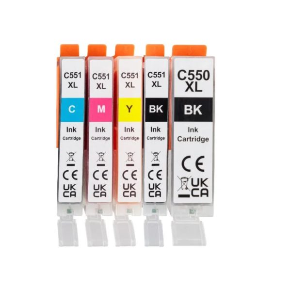 Set 5 cartucce Crelando XL compatibili Canon C550/C551 ciano magenta giallo nero fotografico