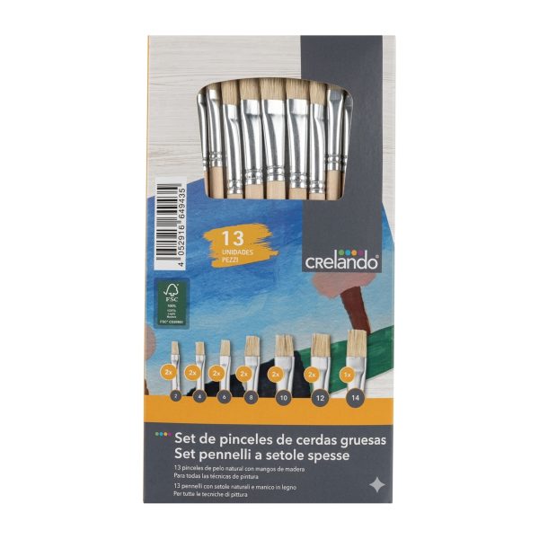 Set Pennelli Crelando 13 pezzi setole spesse, confezione originale con formati da 2 a 14