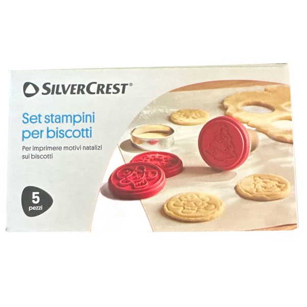 Silvercrest Set Stampini Biscotti 5 Pezzi Metallo, confezione originale con confezione danneggiata