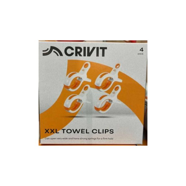 Crivit Set 4 Mollette XXL per fissaggio asciugamani su lettini, confezione con danni estetici visibili