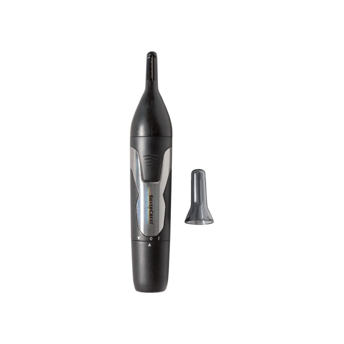 Rifinitore Silvercrest tagliapeli naso orecchie in verticale con testina a lama scoperta e cappuccio trasparente