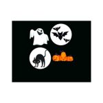 Faretto LED Livarno Home, dettaglio diapositive Halloween con fantasma, pipistrelli, gatto nero e zucche