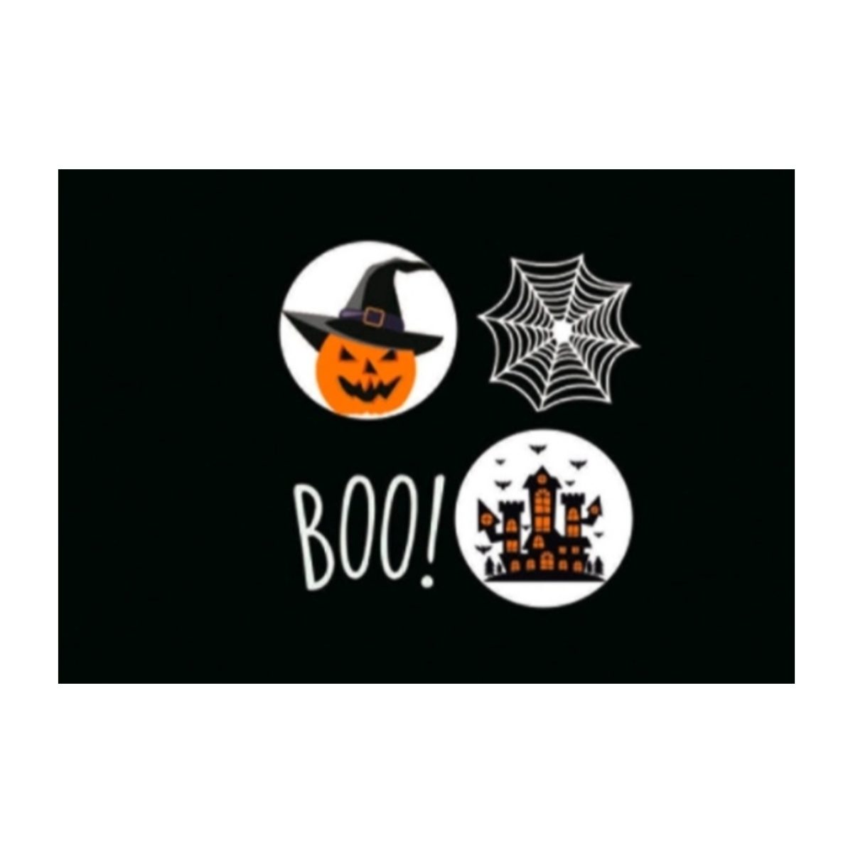 Faretto LED Livarno Home, dettaglio diapositiva a tema Halloween con zucca, ragnatela e casa stregata